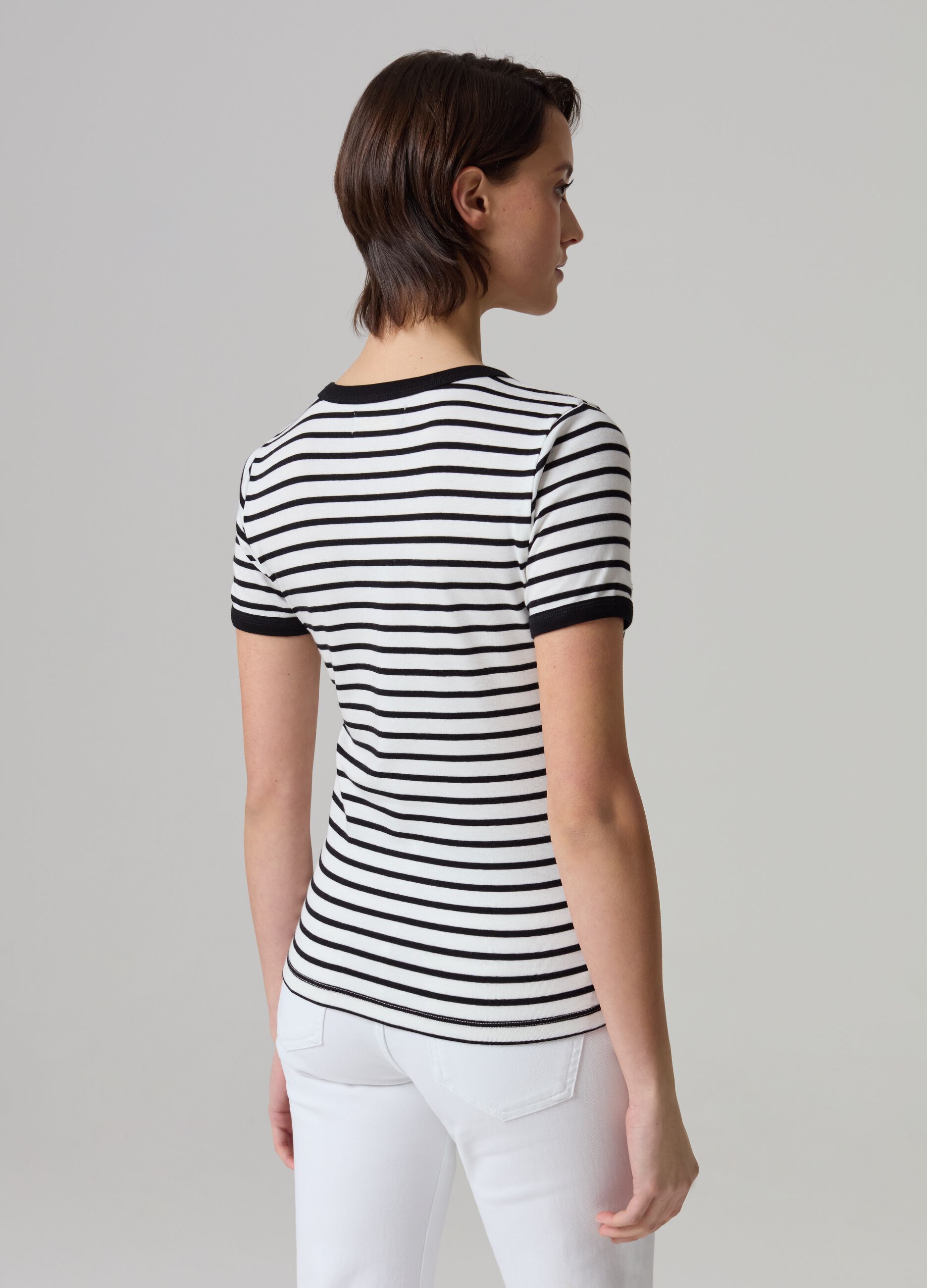 T-shirt a righe in cotone stretch