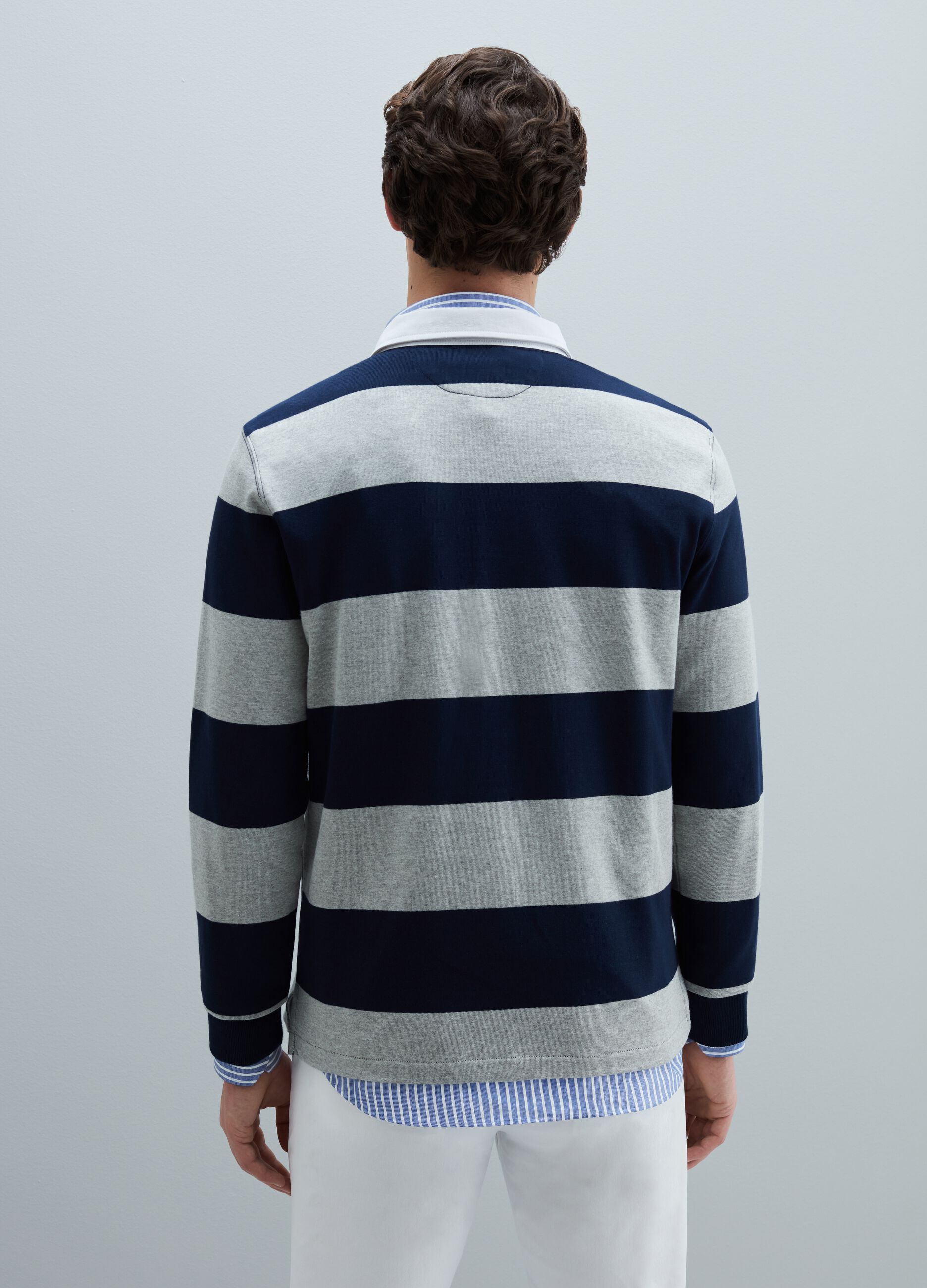 Striped cotton polo shirt