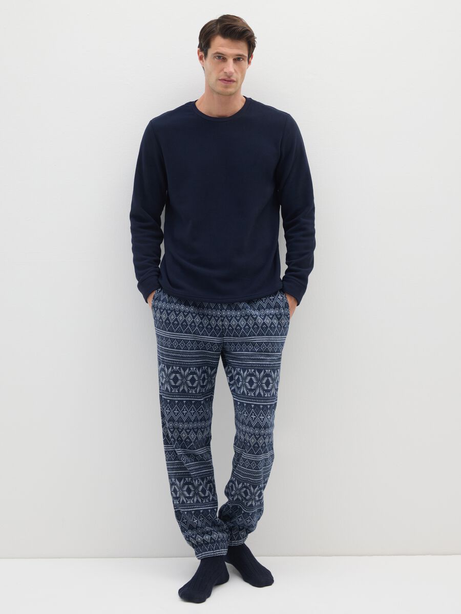 Multicolour regular fit pajama trousers with geometric pattern_0