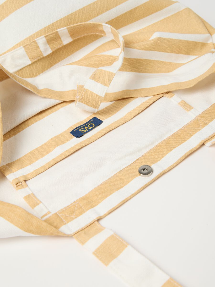 White and beige striped cotton bag_2