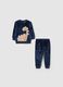 Faux fur pyjamas with dinosaur embroidery_0