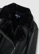 Black faux leather jacket with fur collar_6
