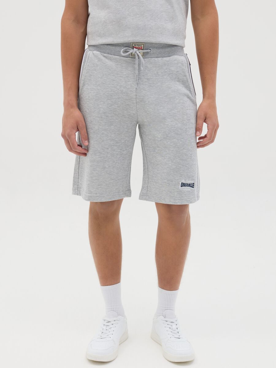 Grey cotton blend sports shorts_1