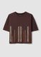 Brown pure cotton regular fit t-shirt with embroidery_0
