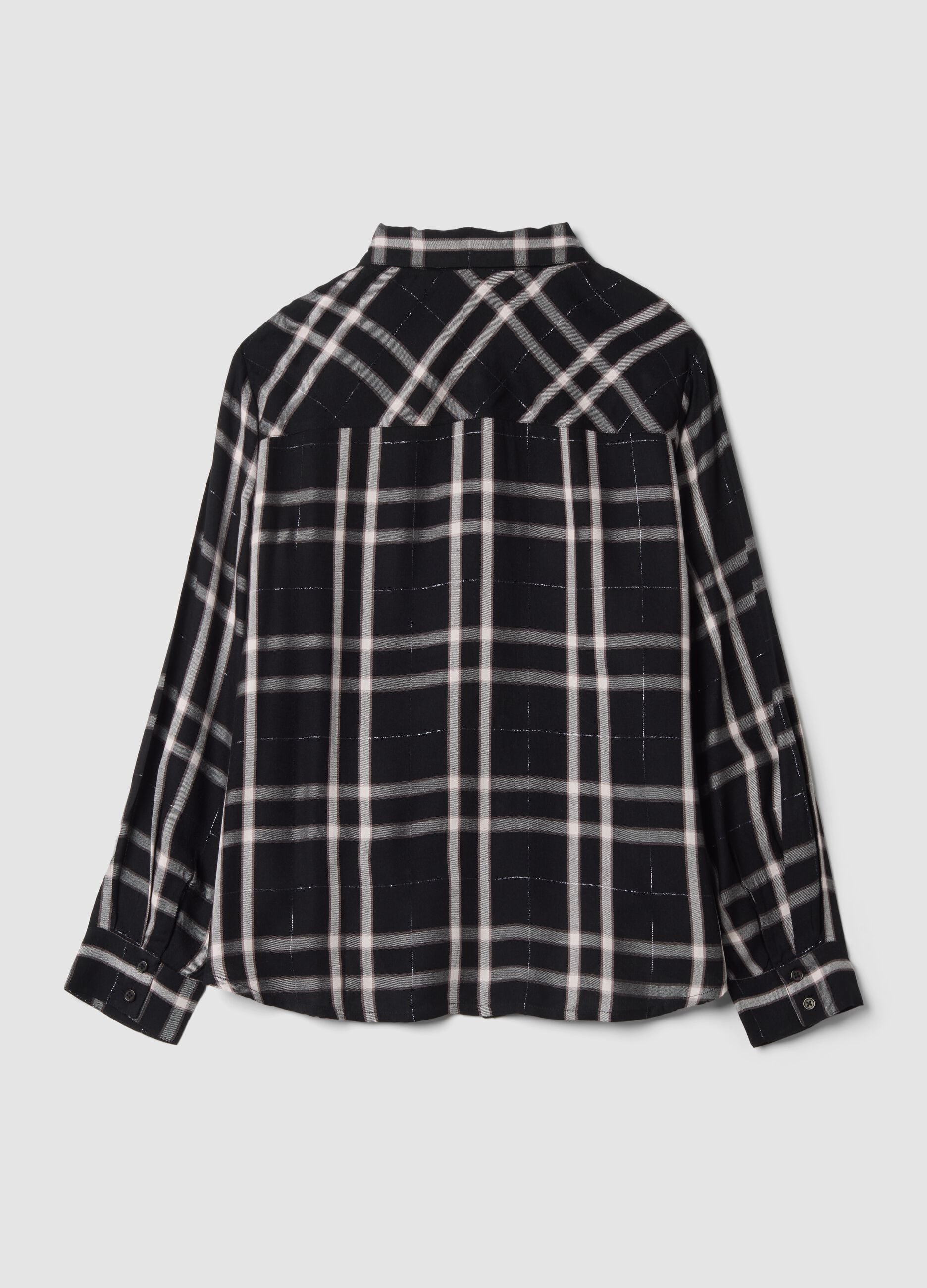 Camicia nera a quadri in misto viscosa