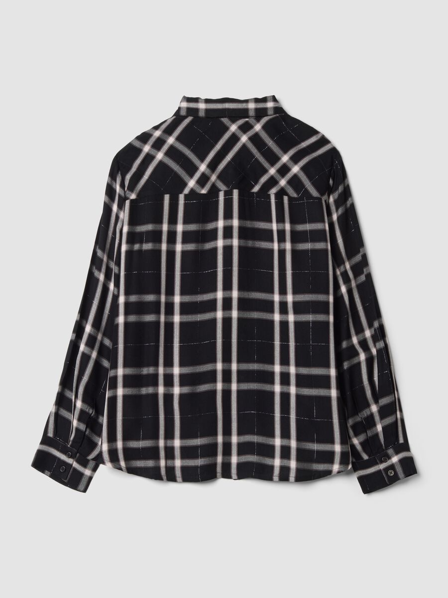 Camicia nera a quadri in misto viscosa_2