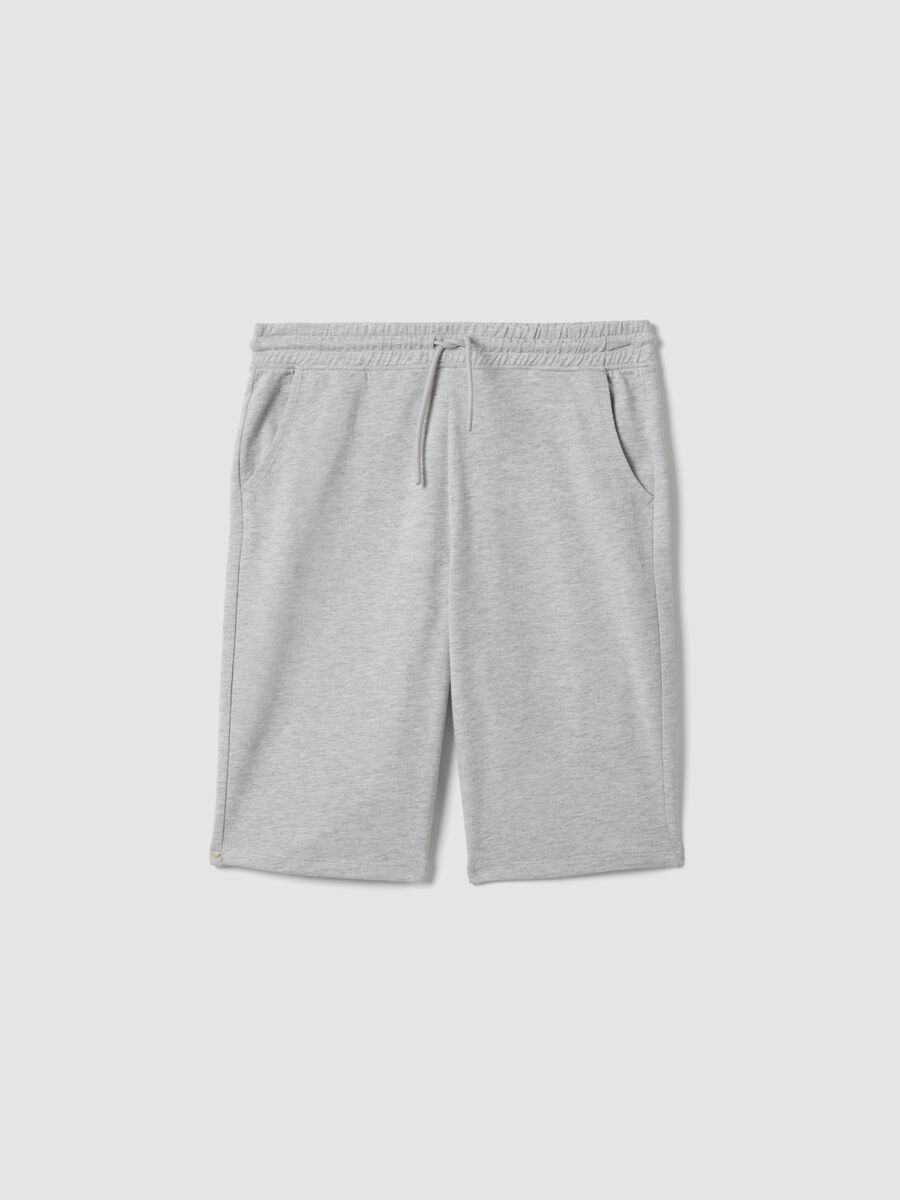 Pantaloni corti in misto cotone grigio da ragazzo comfort fit_0
