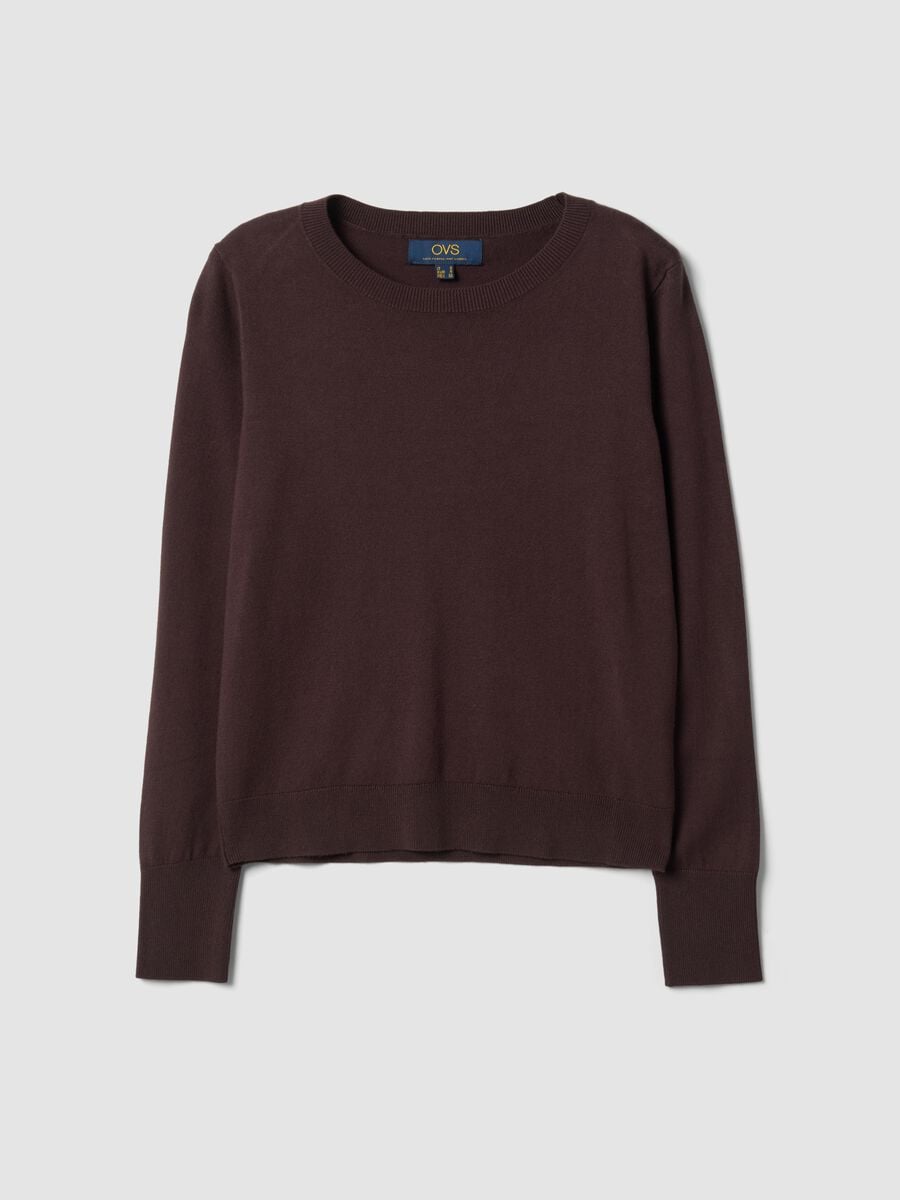 Maglia marrone in misto viscosa girocollo_4