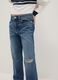 Girls' blue pure cotton jeans regular fit with rips_2