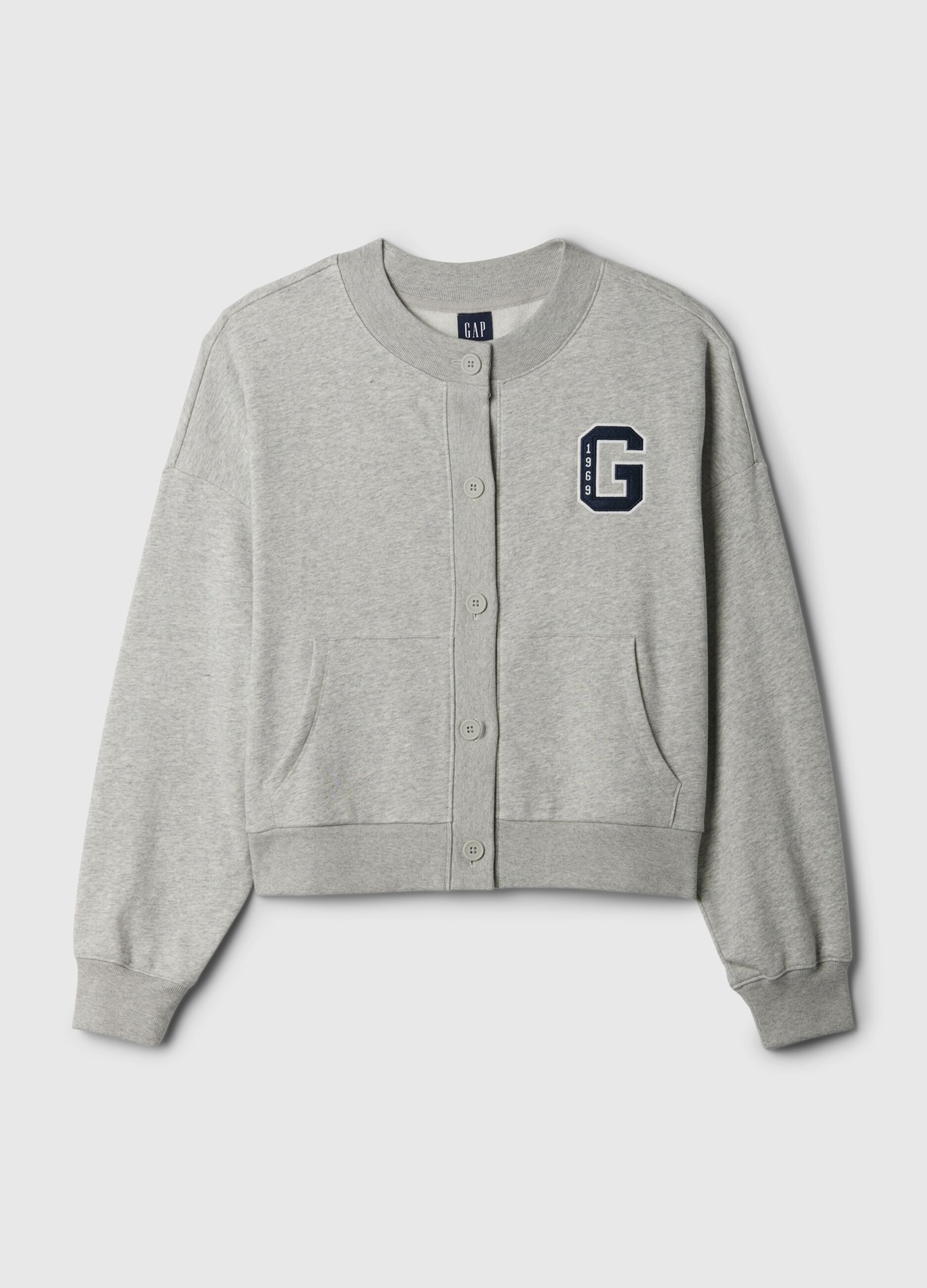 Oversized sweatshirt with buttons and logo embroidery