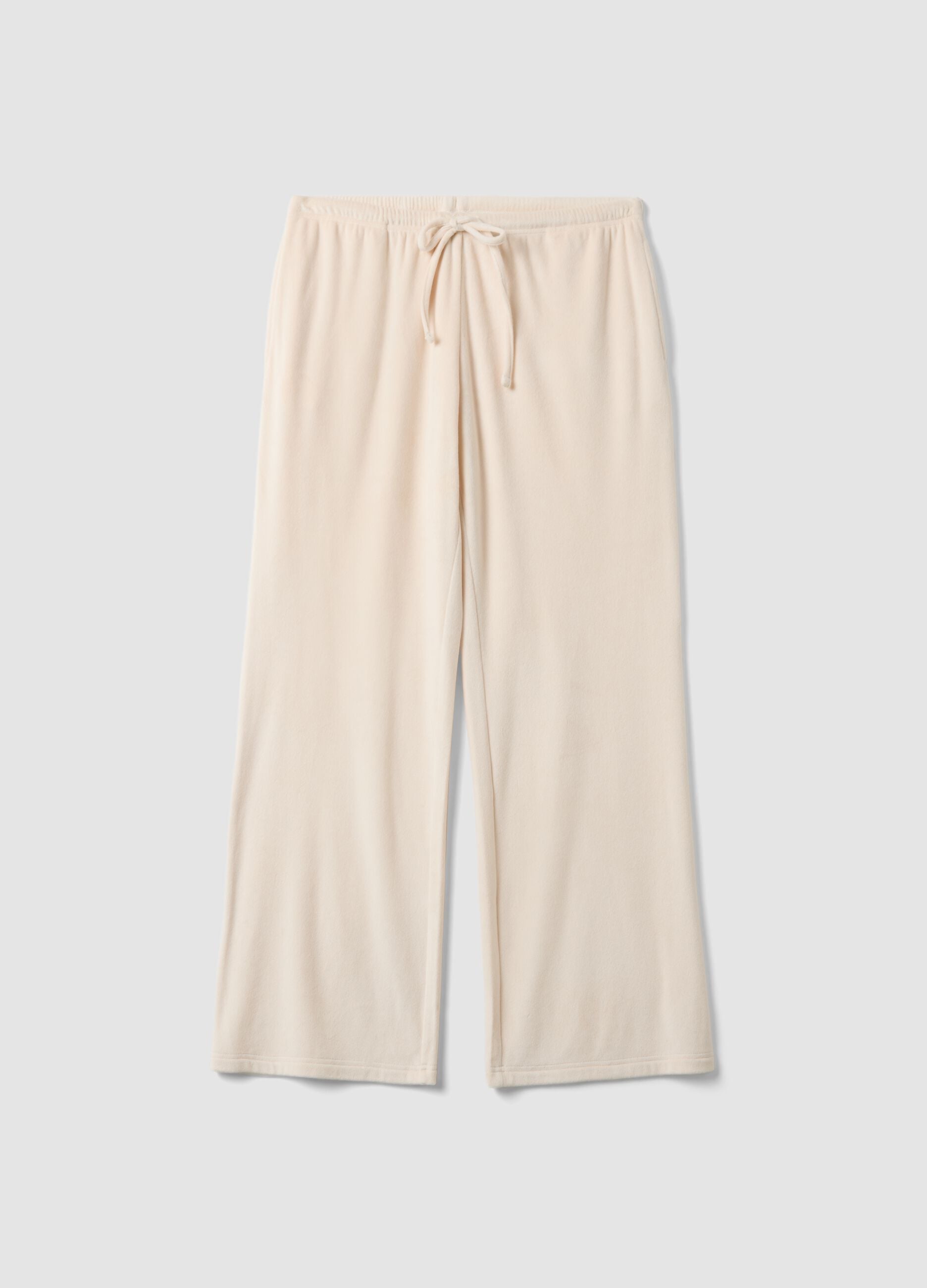 White stretch chenille pyjama trousers, regular fit