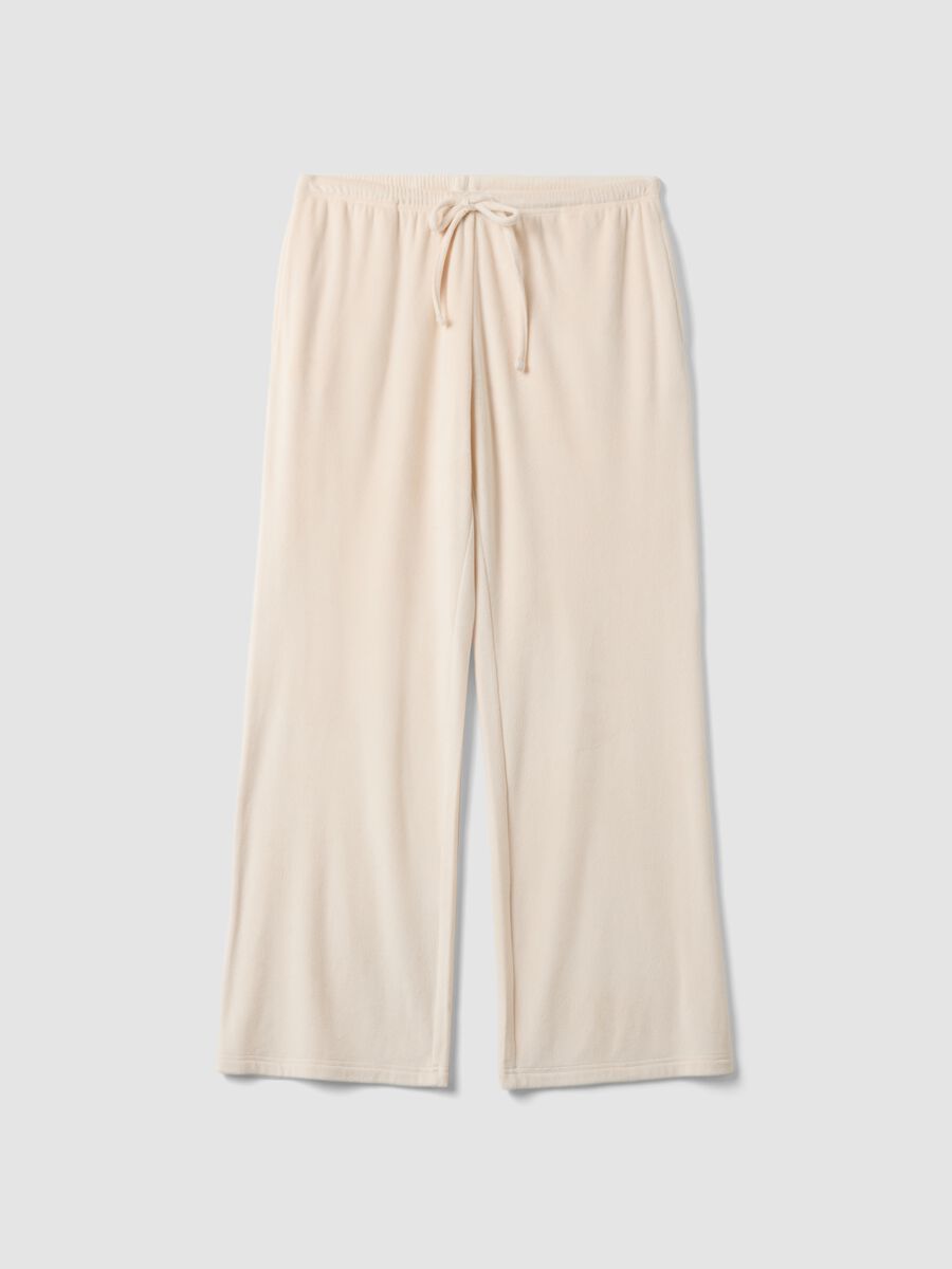 Pantaloni pigiama bianchi in chenille di tessuto elasticizzato regular fit_0