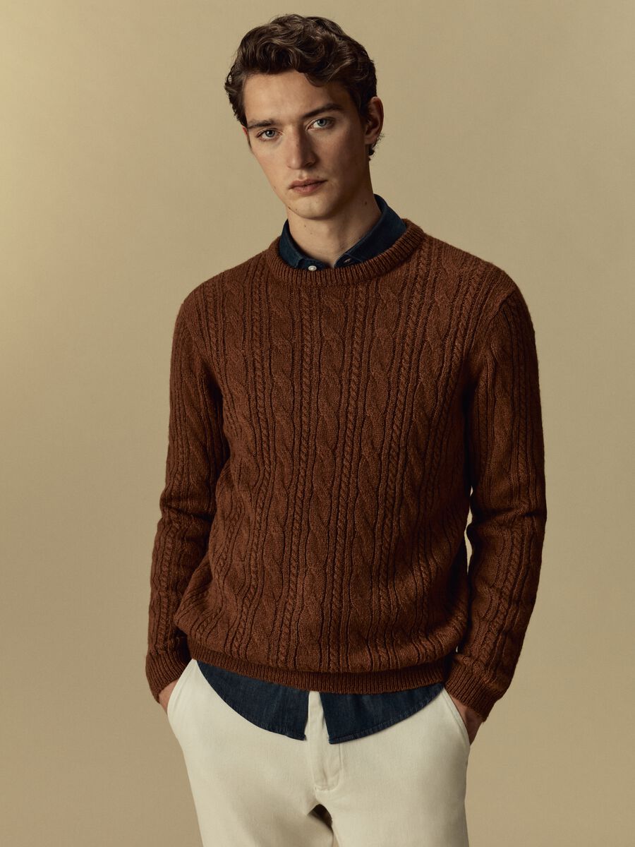 Pullover con motivo a treccia_0