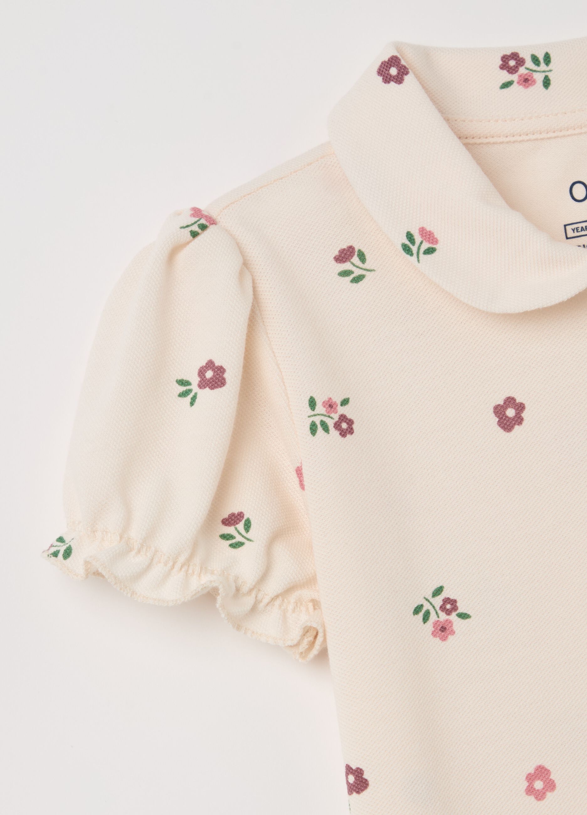 Organic cotton polo shirt with print
