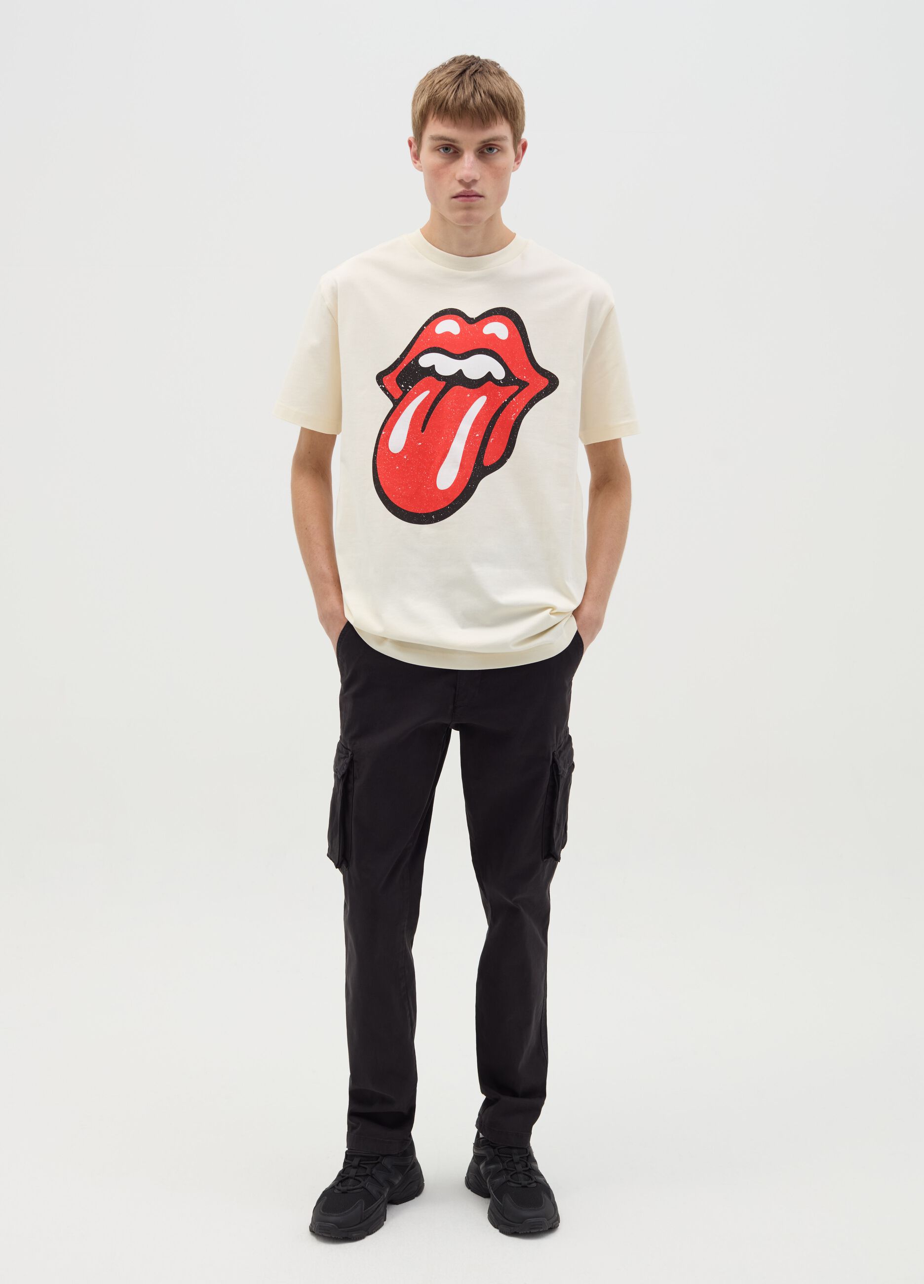 Cotton T-shirt with The Rolling Stones print