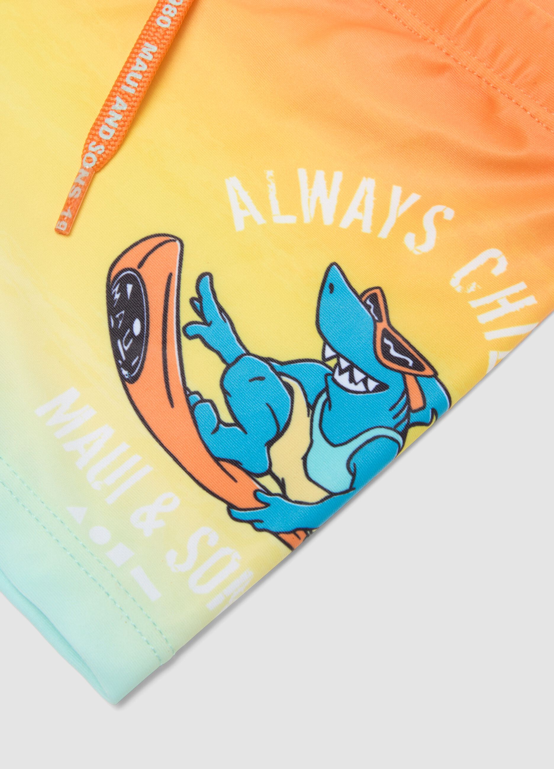 Kids&rsquo; multicolour stretch swim briefs with print