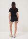 Shorts neri in puro cotone da ragazza slim fit con profili bianchi_1