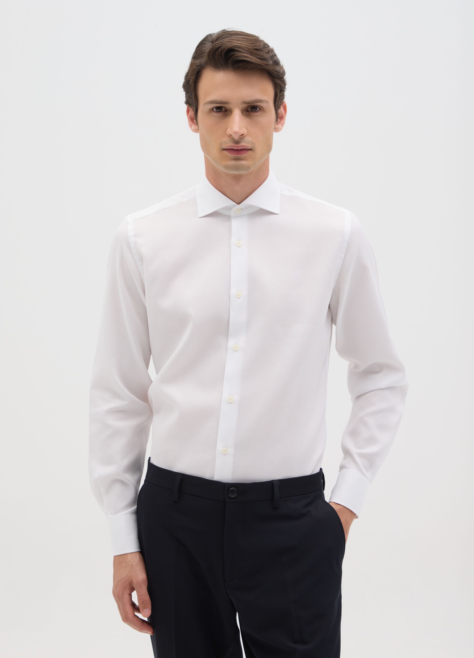 Camicia da uomo in puro cotone bianca slim fit