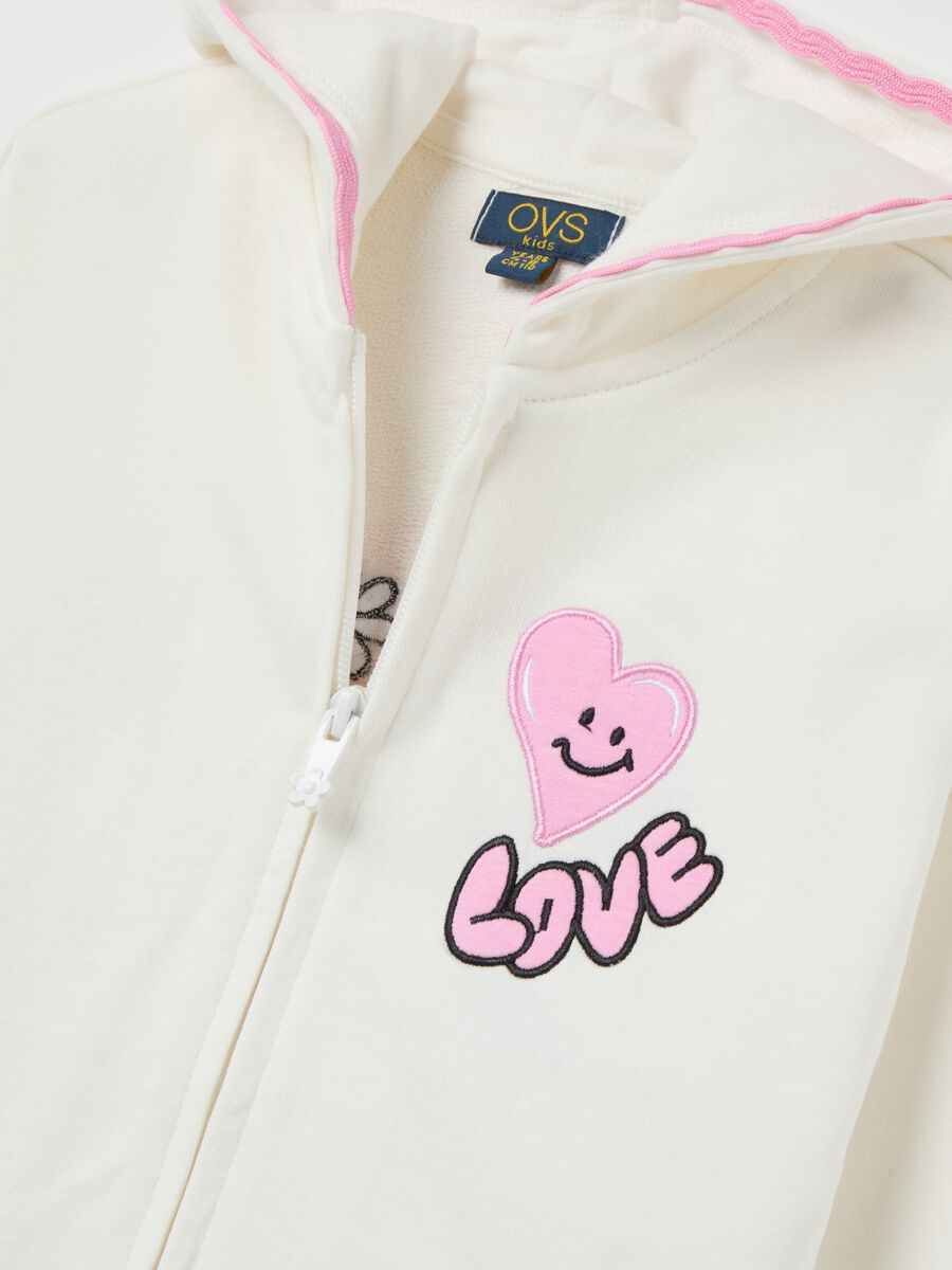 Full-zip sweatshirt with hood and "Girl Power" print_2