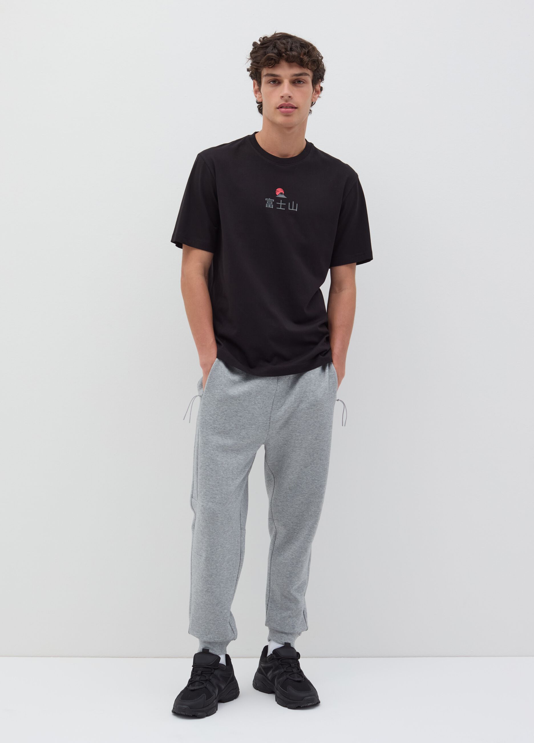 T-shirt girocollo in cotone con stampa