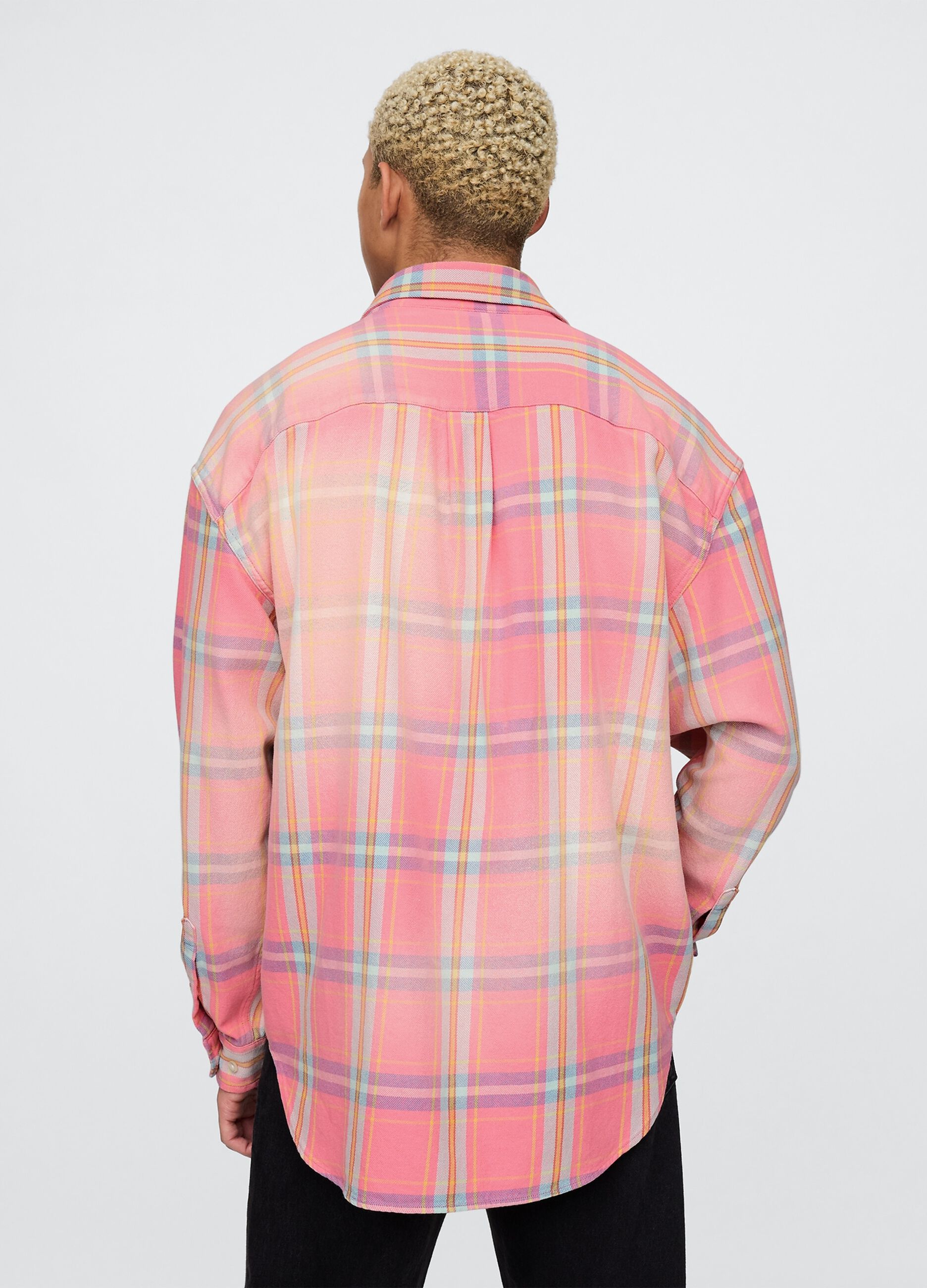 Orange and pink checked cotton Gap shirt