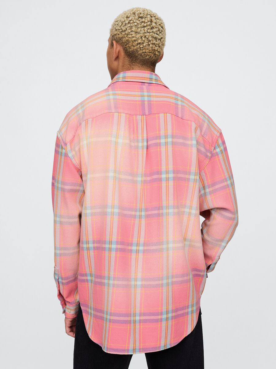 Orange and pink checked cotton Gap shirt_2