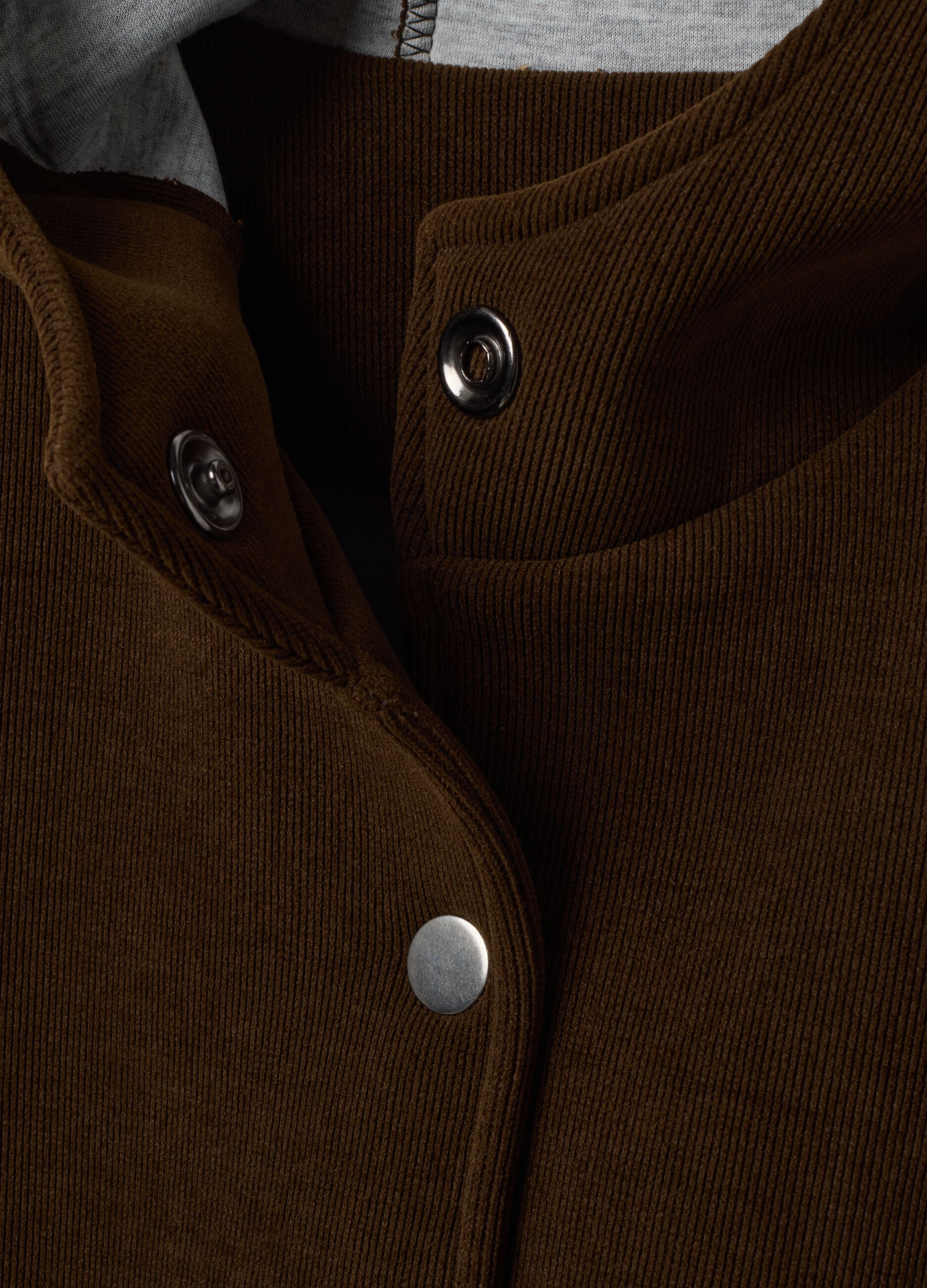 Cappotto marrone con cappuccio in viscosa elasticizzata regular fit