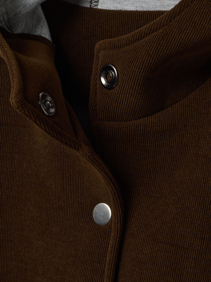 Cappotto marrone con cappuccio in viscosa elasticizzata regular fit_1