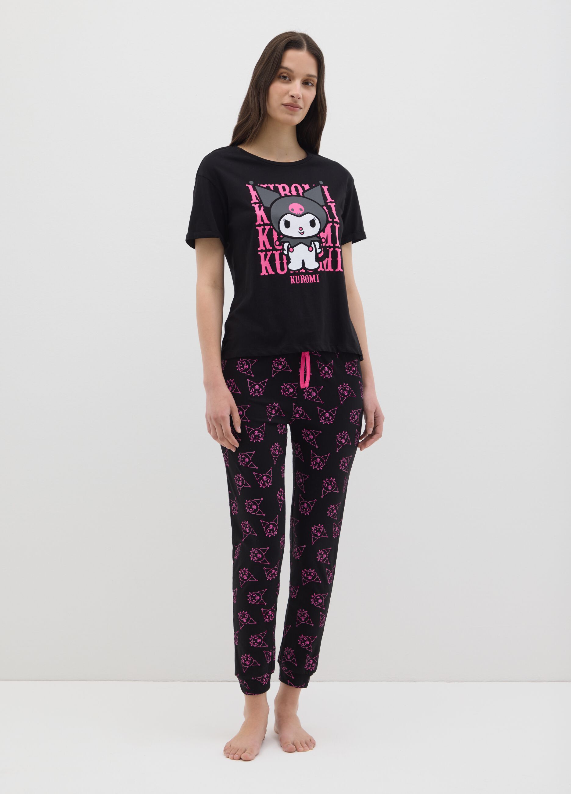 Pigiama da donna in puro cotone multicolor regular fit