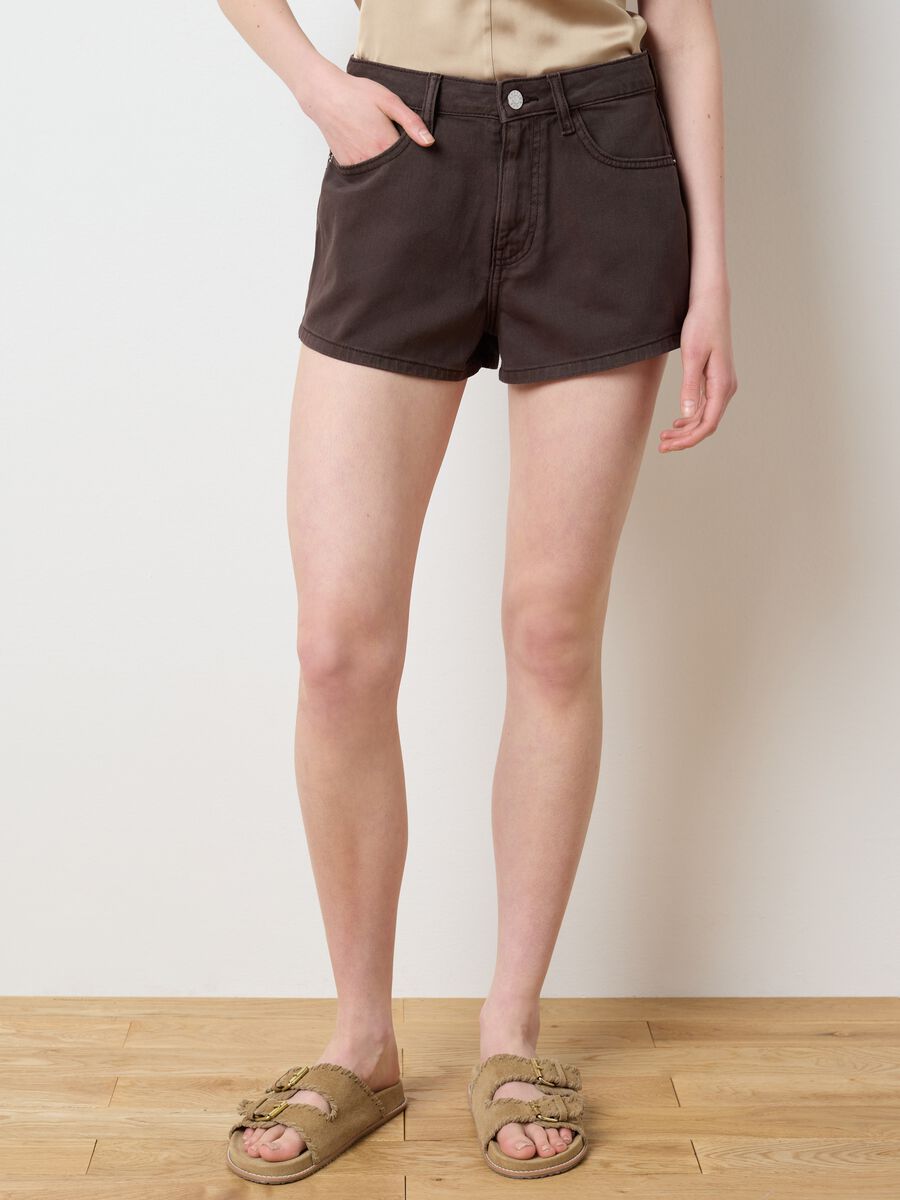 Women's pure cotton brown shorts regular fit_1