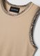 Beige regular fit stretch cotton tank top with embroidered edges_5