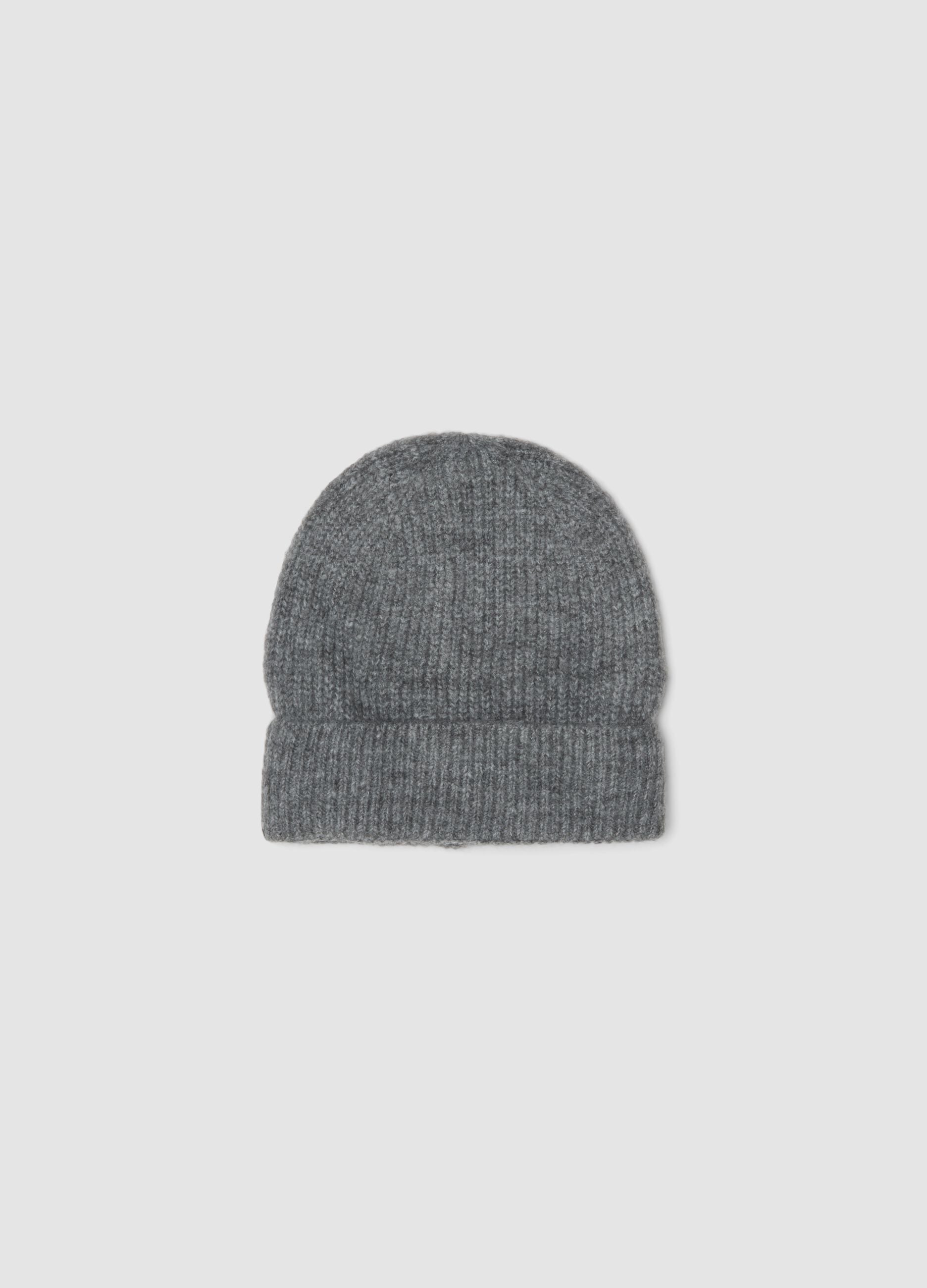 Cappello grigio melange in tessuto elasticizzato