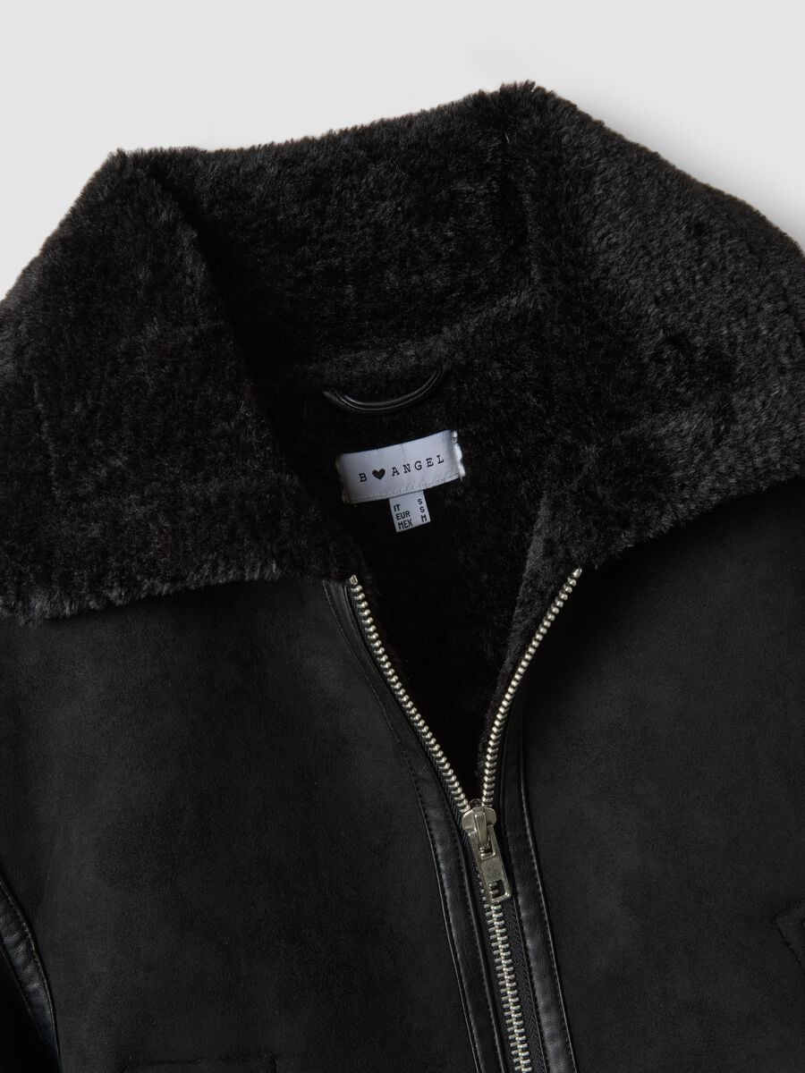 Black stretch-fabric jacket with zip_1