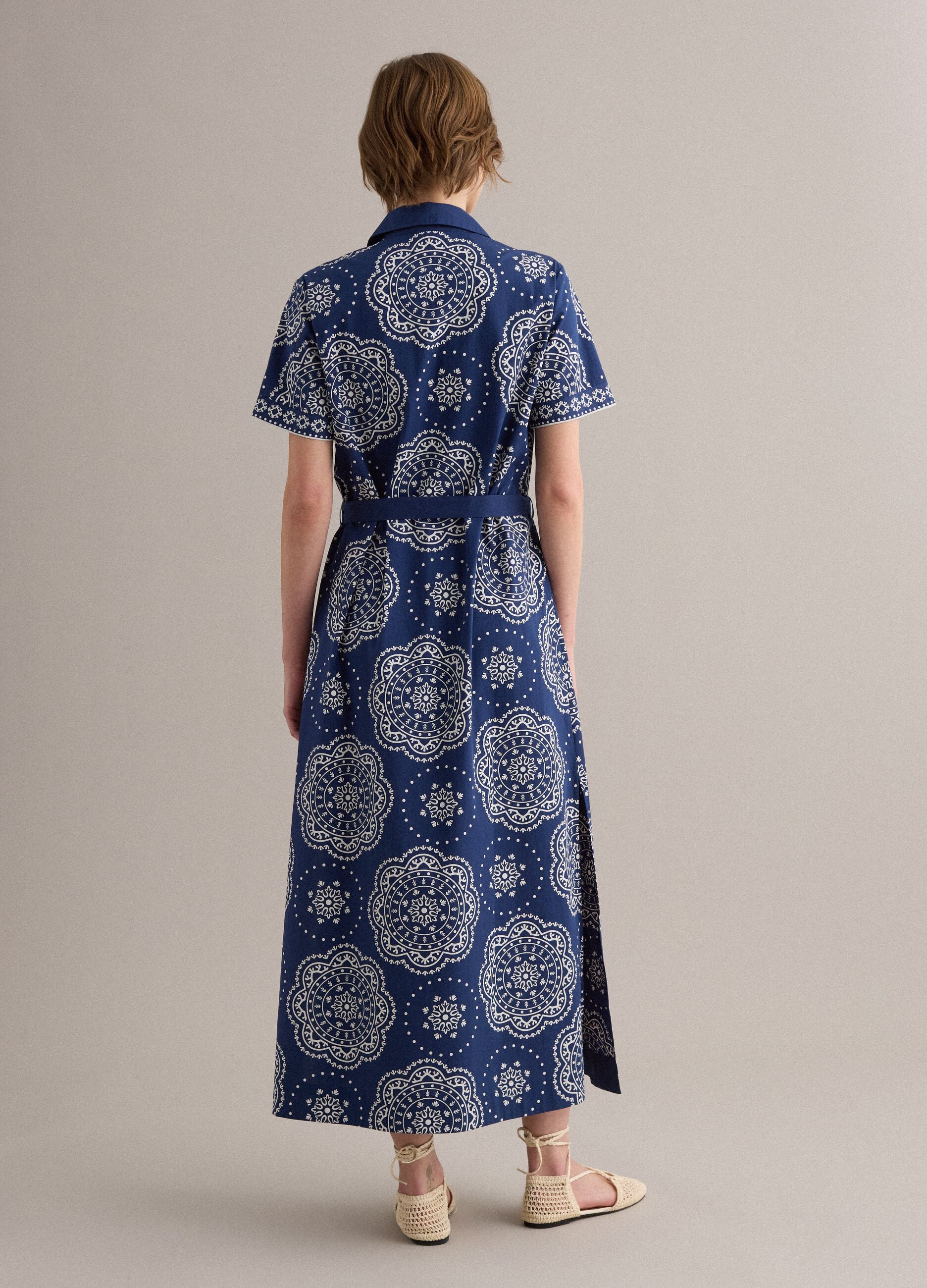 Blue pure cotton shirt dress