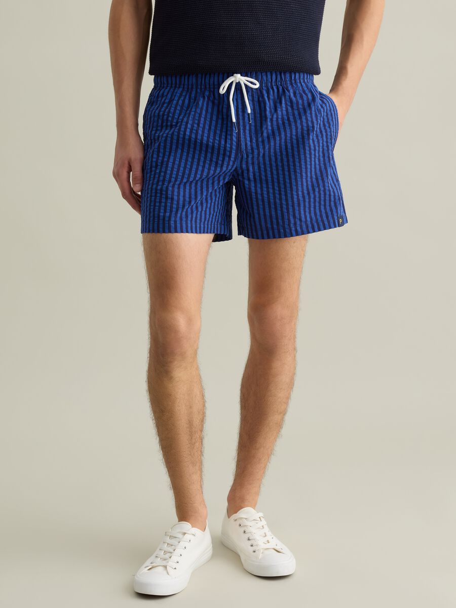 Men's blue regular fit pure cotton shorts_1