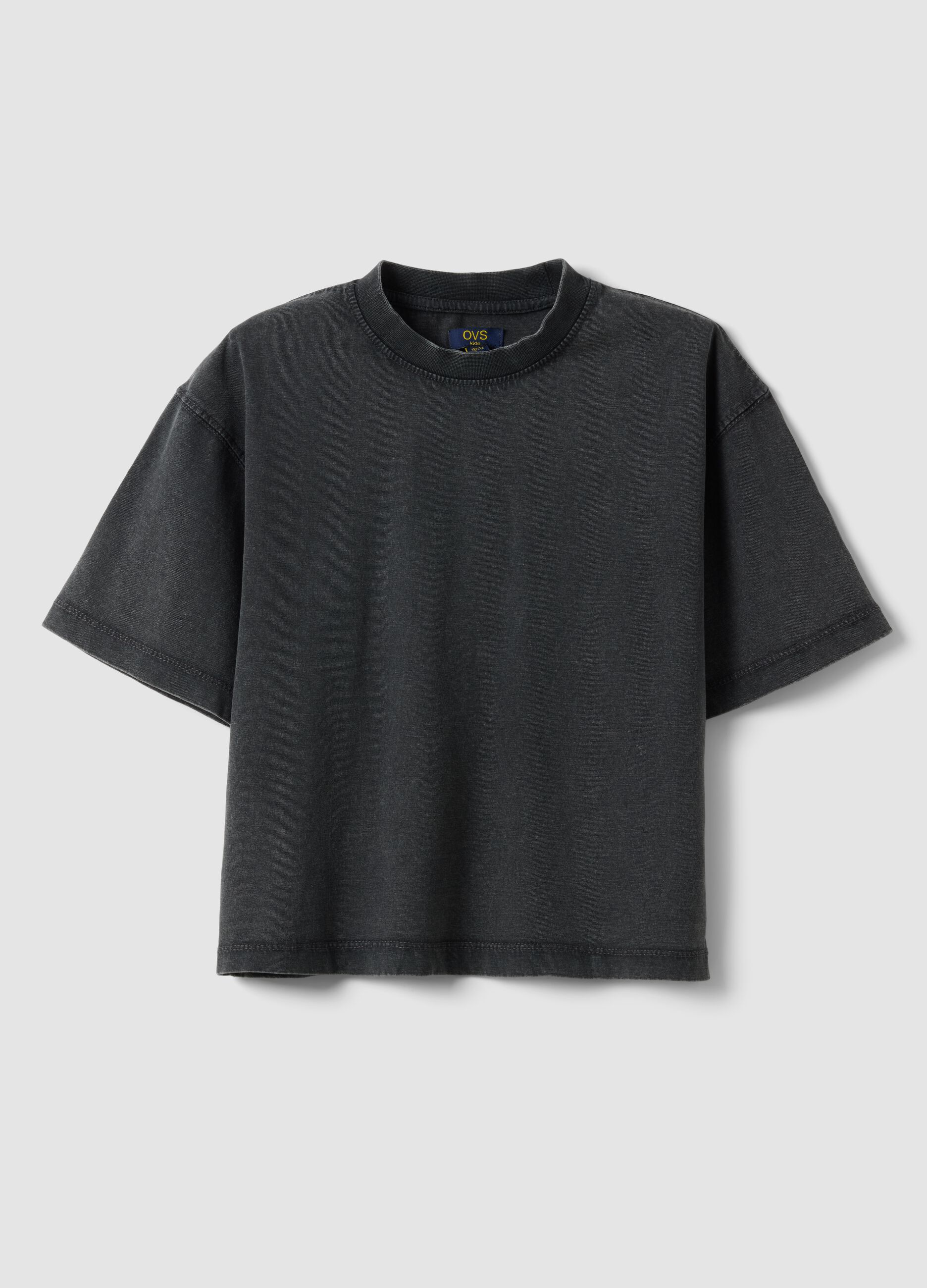T-shirt in puro cotone grigia da ragazza oversize fit