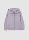 Girl's purple cotton hoodie regular fit with zip and hood_0