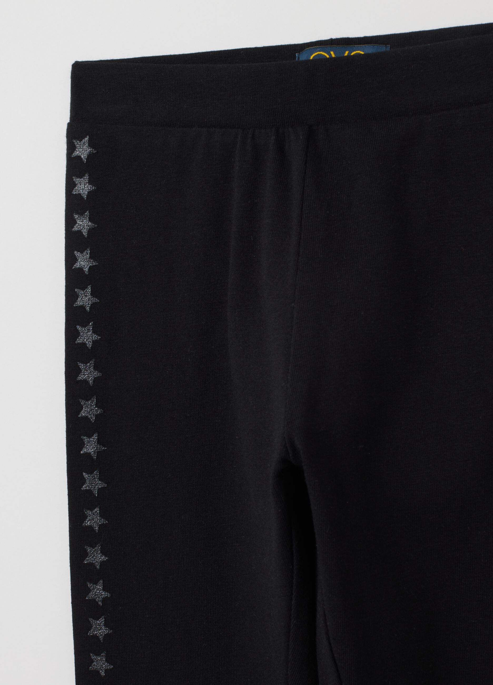 Leggings da bambina in cotone elasticizzato nero