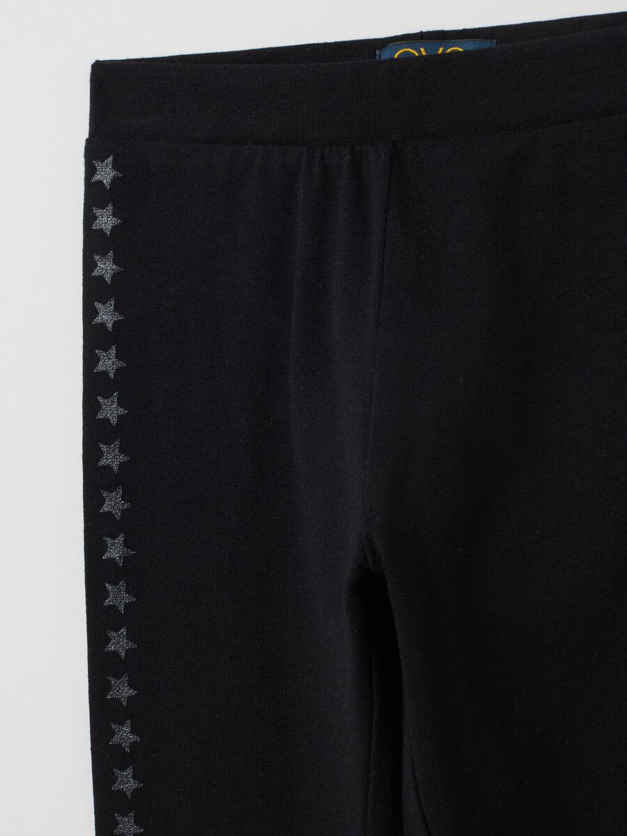 Leggings da bambina in cotone elasticizzato nero_2