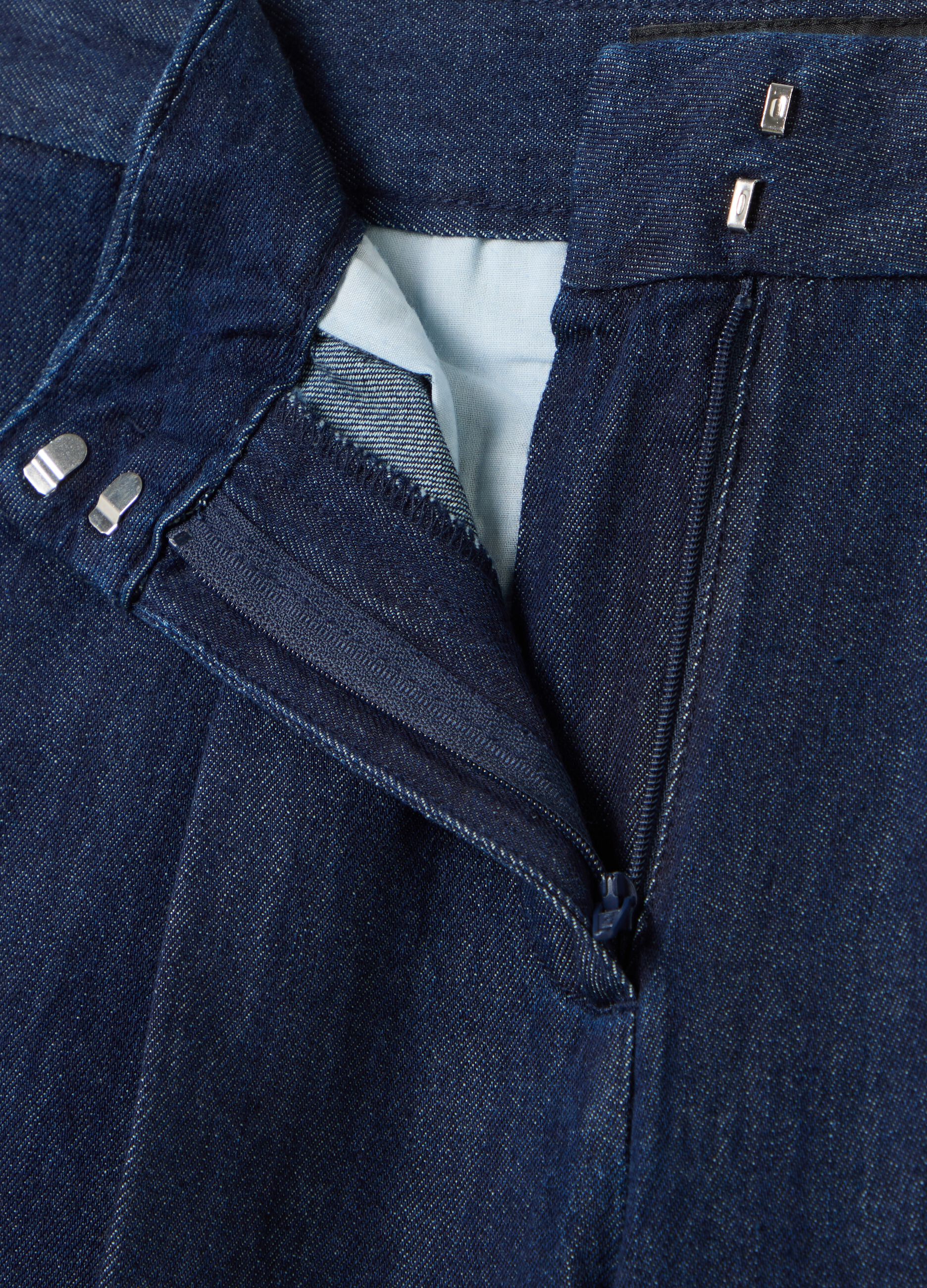 Pantaloni palazzo da donna in puro cotone blu 
