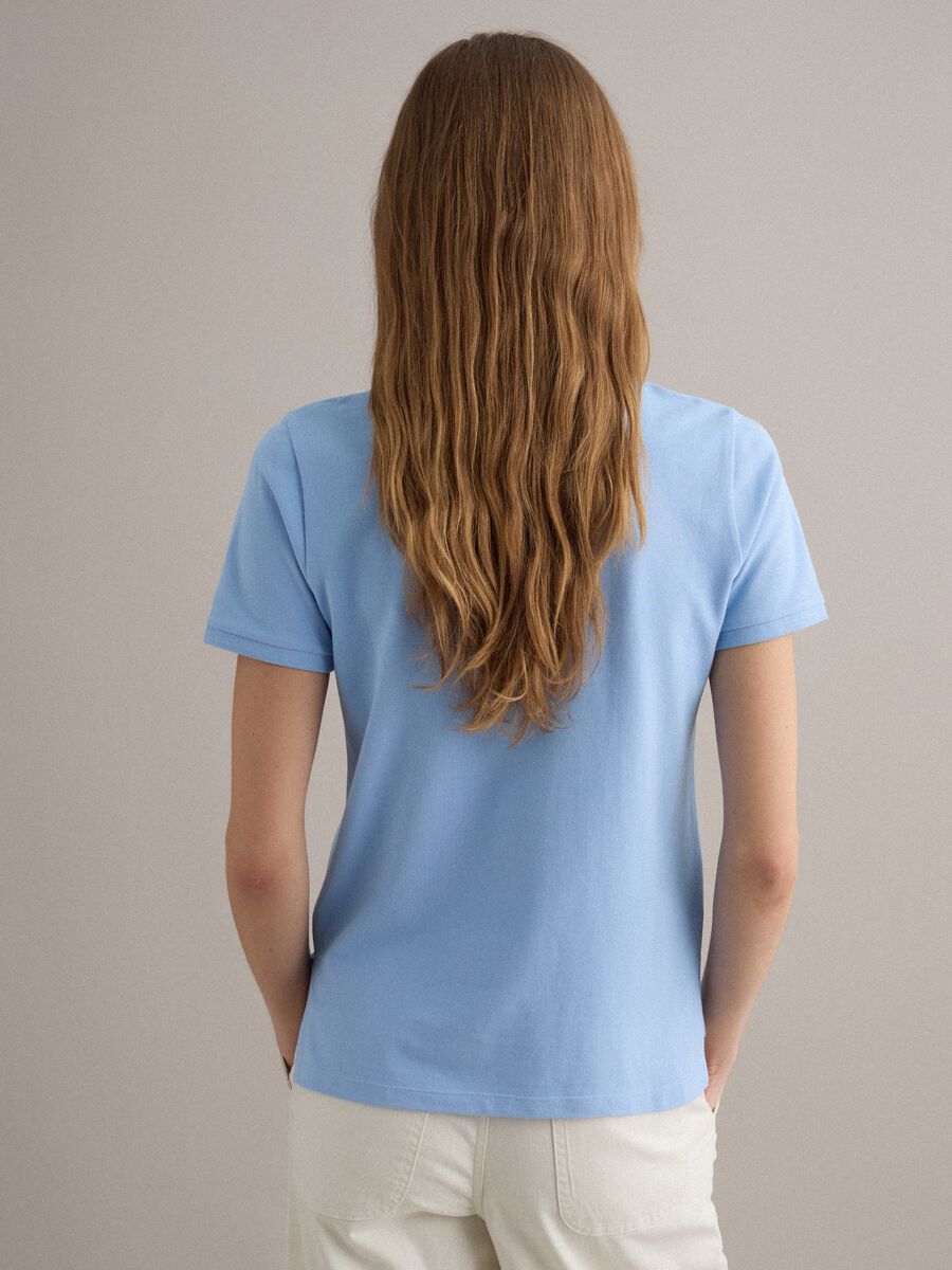 Sky blue short-sleeve pure cotton polo shirt, regular fit_3