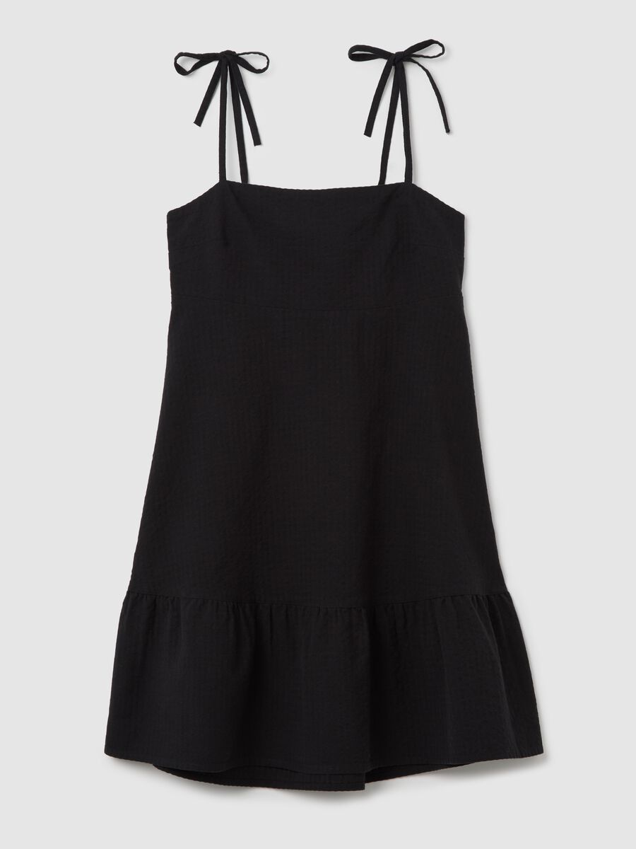 Women’s black dress in 100% cotton with regular fit and square neckline_4