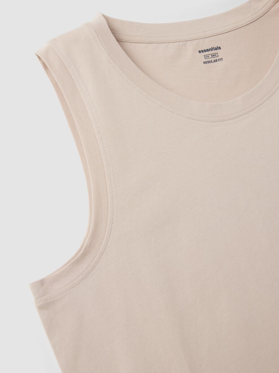 Canotta beige in puro cotone_5