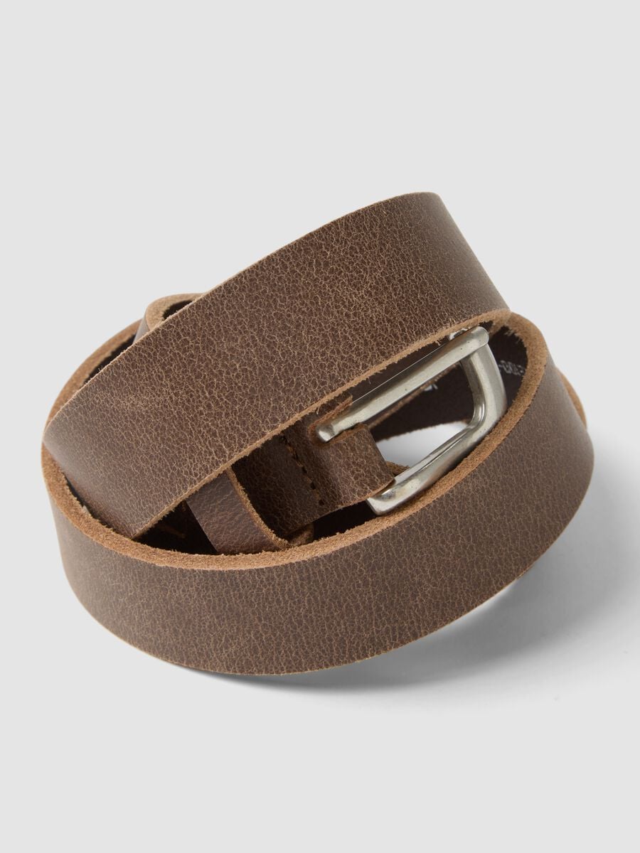 Cintura marrone in vera pelle con fibbia in metallo_3