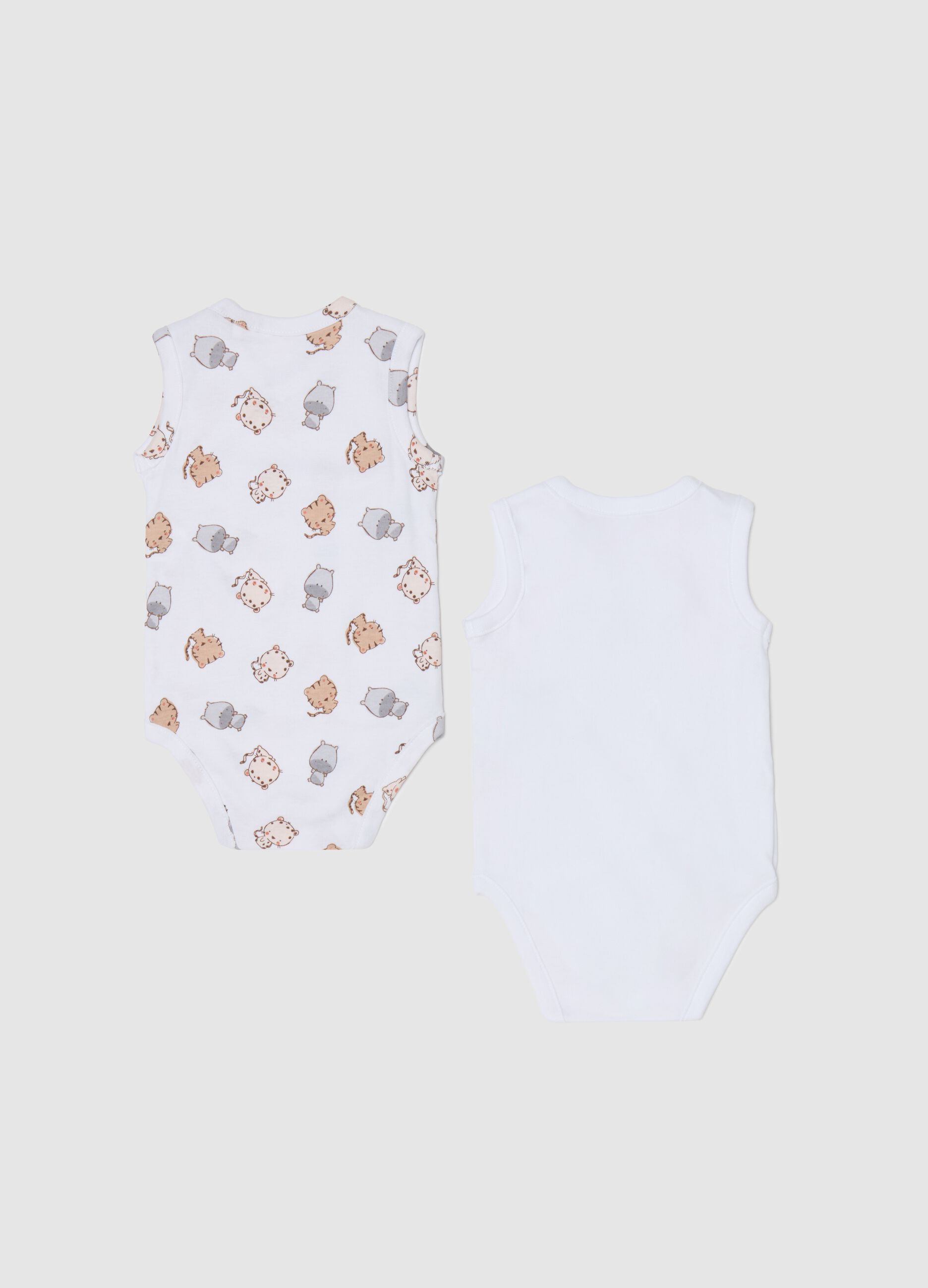 Two-pack bodysuits in organic cotton with V neck