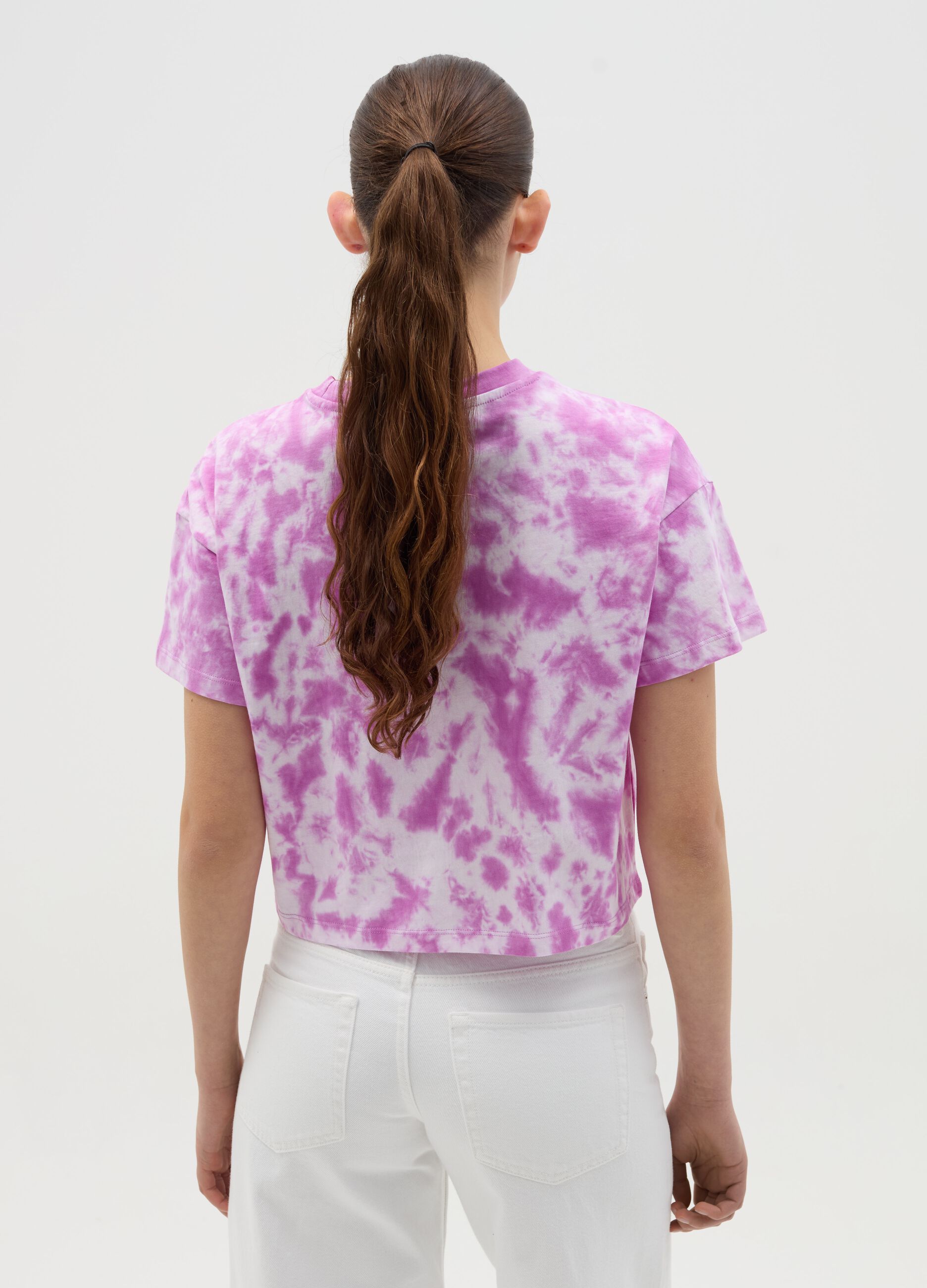 Tie-dye T-shirt with Stitch print