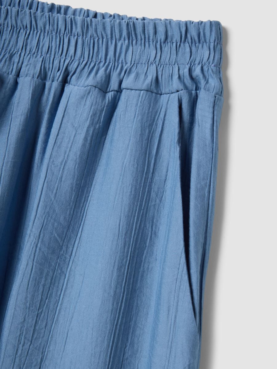 Pantaloni azzurri palazzo in misto viscosa regular fit_5