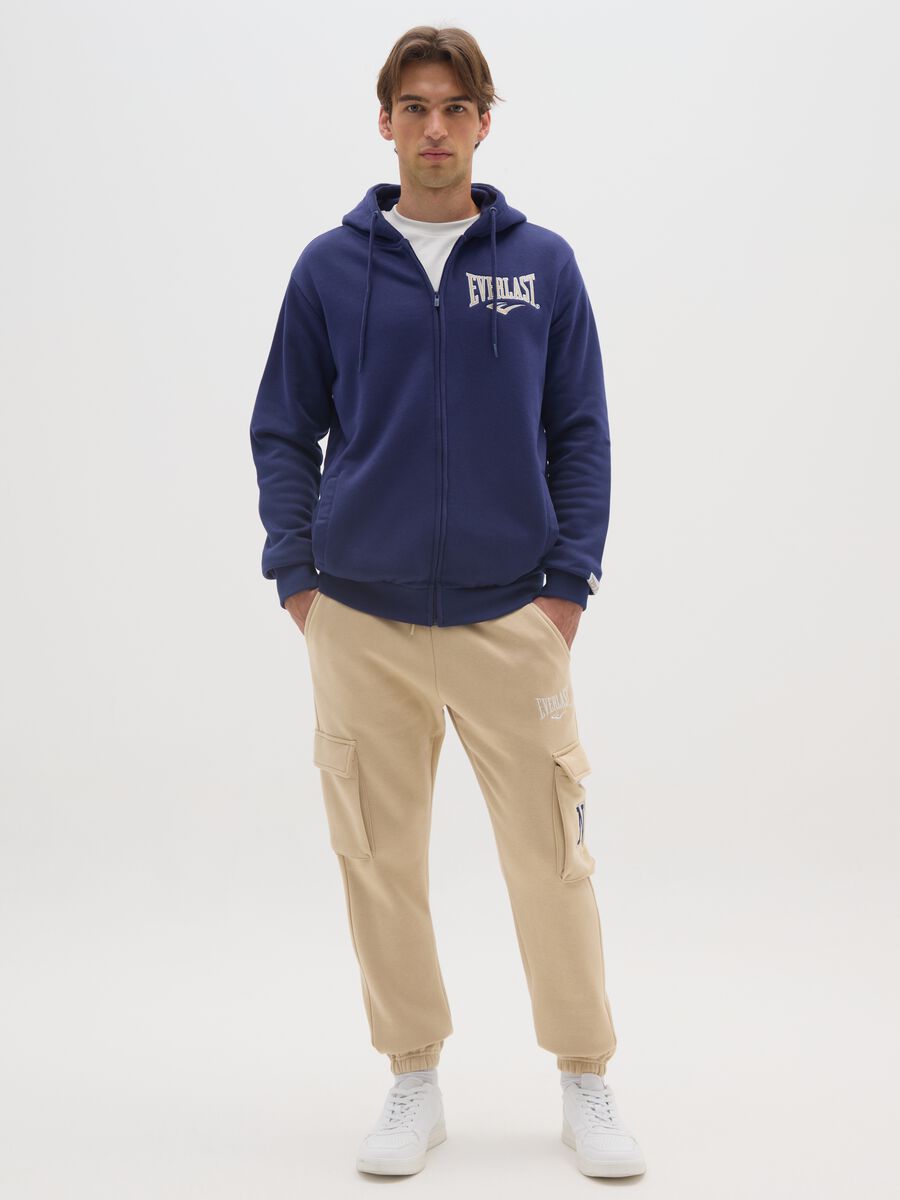 Pantaloni jogger in misto cotone beige con tasche_0