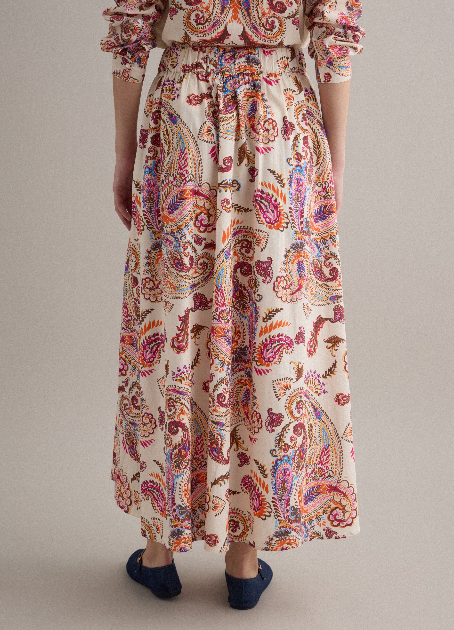 Multicoloured pure cotton maxi skirt