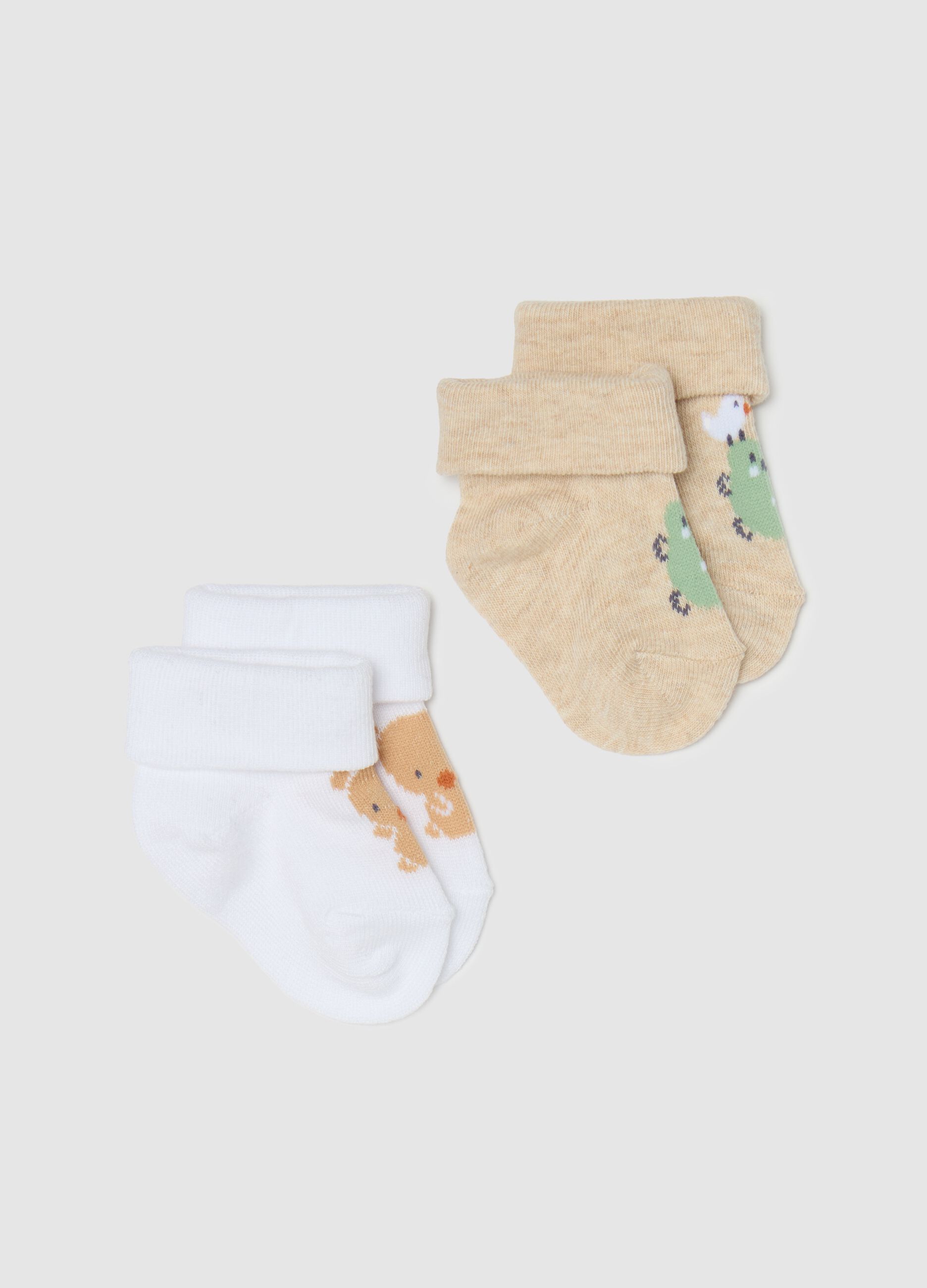 Two-pair pack short socks with animals design